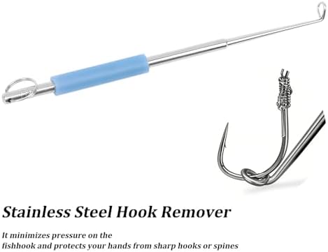 3 Pcs Fishing Baiting & Hook Removal Set - 2 Pcs Stainless Steel Earthworm Clips for Fast Loading + 1 Long Reach Fish Hook Remover Tool - Image 5