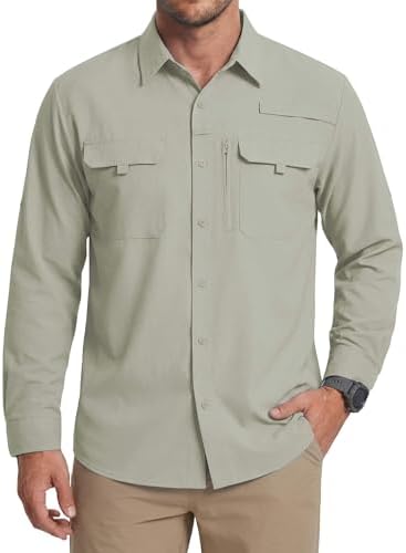 WULFUL Men's Sun Protection Fishing Shirts UPF 50+ Lightweight Quick Dry Cooling Long Sleeve Shirts for Work Hiking Safari by WULFUL