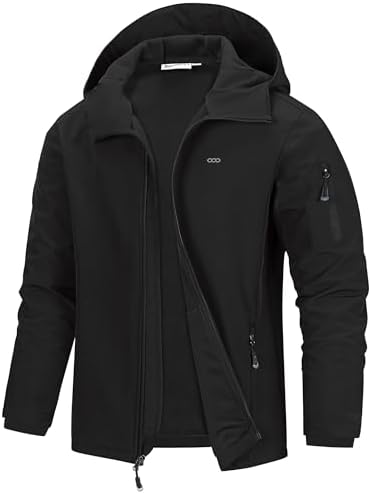 33,000ft Men's Hooded Fleece Lined Rain Shell Jacket Waterproof Lightweight by 33000ft