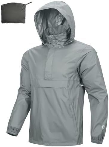 Outdoor Ventures Men's Rain Jacket Waterproof Lightweight Packable Pullover by OutdoorVentures