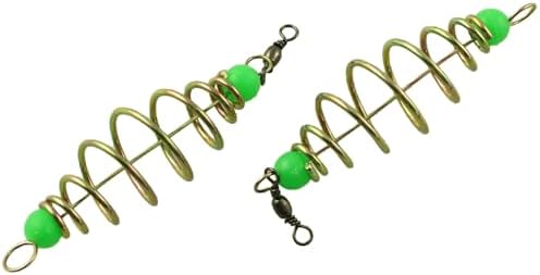 12PCS Glow Beads Bait Spring Fish Bait Holder Fishing Baiting Tool Glow Carp Fishing Feeder Carbon Steel Spiral Fish Bait Cage Total Length 8CM/3.14inch - Image 3