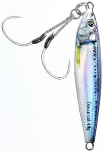 OCEAN CAT Long Casting Slow Fall Pitch Fishing Jigs Lures Lead Metal Flat Sinking Vertical Shore Jigging Bait with Assist Hook for Saltwater Freshwater Fishing 40g 60g 80g - Image 6
