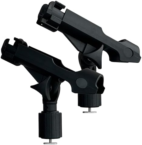 2 Pack Fishing Rod Holder with Track Mount Universal T-Shaped Screw Mounted on Rail for Kayak, Canoe, Fishing Boat by HIUMI