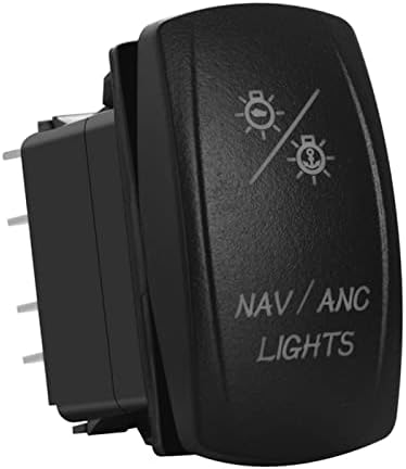 12V RED Led Boat Nav/ANC Lights Rocker Switch with Wires 7 PIN ON-Off-ON Waterproof DPDT Navigation/Anchor Lights Switch for Marine Boat Ship Vessel IP66 - Image 2