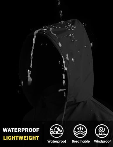 COOFANDY Men's Light Rain Jacket Packable Waterproof Raincoat Windbreaker - Image 3