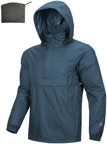 Outdoor Ventures Men's Rain Jacket Waterproof Lightweight Packable Pullover by OutdoorVentures