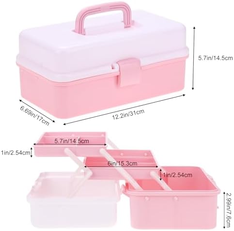 Hair Accessories Box,3-Layer Craft Tackle Art Tool Organizer Dusty Pink - Image 2