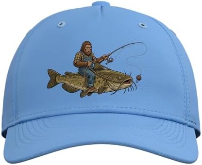 Flathead Catfish Fishing Bigfoot Riding Fisherman Funny Adjustable Baseball Hat - Image 2
