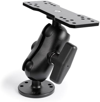 Universal Mounting Bracket - Extended Aluminum Alloy Arm with Spherical & Rectangular Plate, Circular Base for Fish Finder, GPS Plotter, Depth Sounder, CB Radio, Marine Electronics (5.5inch) by Unknown