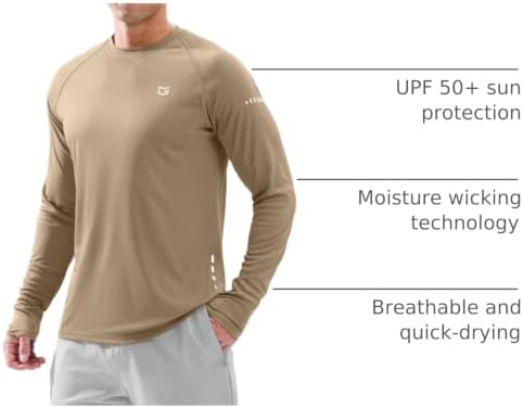 Men's Sun Protection Swim Long Sleeve UPF 50+ Rash Guard Lightweight Shirts - Image 4