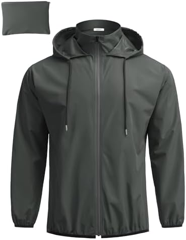 COOFANDY Men's Light Rain Jacket Packable Waterproof Raincoat Windbreaker by COOFANDY