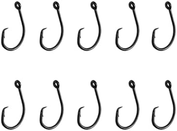 10PCS High-Carbon Steel Circle Hooks Barbed Fishing Hooks with Holes, Freshwater and Saltwater Fishing Hooks for Tuna, Catfish, Bass by HSYMQ