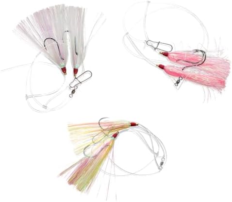 UMT 3Pack, 6Pack & 12Pack Options - Fluke Flounder Ocean Hi/Lo Rig – Multicolor Mylar Teaser for Saltwater – BKK Black Size 3/0 Octopus Hook -30lb Heavy Duty Mono 2ft Long-Black Duo-Lock Snaps by UncleMosTackle