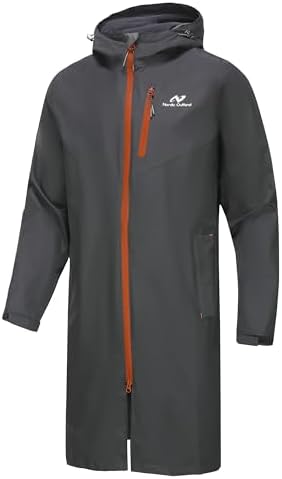 NORDIC OUTLAND Rain Jacket Men,Waterproof Breathable Long Raincoat with Hood Mesh Lining,Windbreaker for outdoor activities by NordicOutland