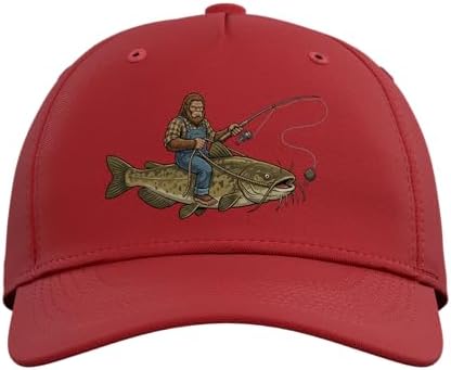 Flathead Catfish Fishing Bigfoot Riding Fisherman Funny Adjustable Baseball Hat - Image 2