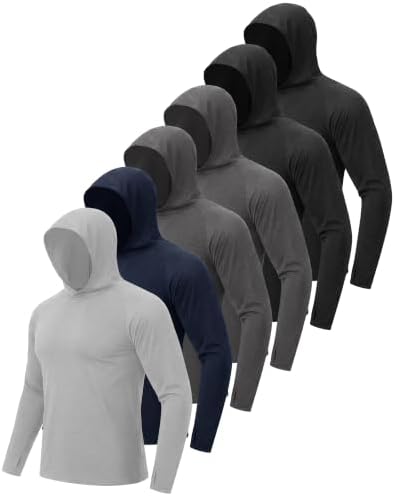 4 Pack Sun Hoodie for Men UV UPF 50+ Lightweight Fishing Shirts Rash Guard by BOOJO