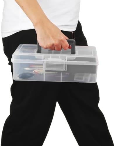 JUXYES Clear Art Craft Supply Storage Bin Sewing Box With Handle Lid - Image 7