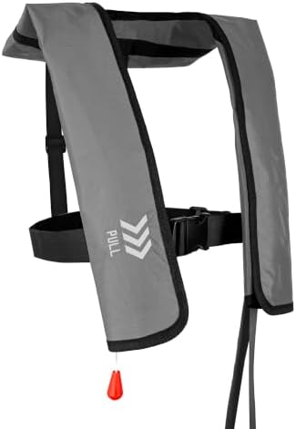 Manual Inflatable Life Jacket,Preserver PFD for Adults,Life Vest for Adults,Supports Weight up to 330 pounds by NAUTISHIELD
