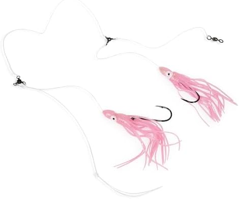 UMT Snapper Hi-Lo Fishing Rigs 4" Pink Squid Teaser, 8/0 Offset Octopus Hooks, 60lb Leader 1, 5, 10 Pack Options - Image 3