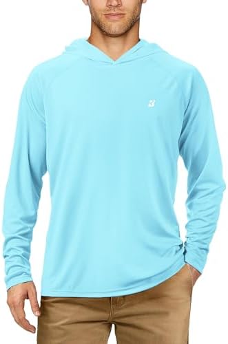 Roadbox Mens Fishing Sun Hoodie, Long Sleeve UPF 50+ UV Protection Shirts by Roadbox