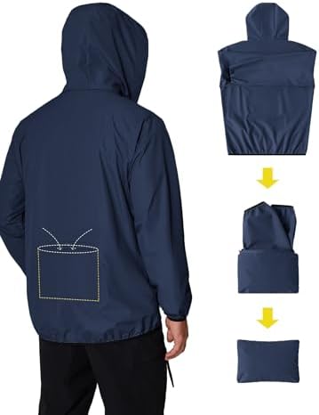 COOFANDY Men's Light Rain Jacket Packable Waterproof Raincoat Windbreaker - Image 5