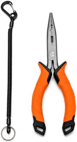 BasicGear Fishing Pliers, 7 in, Straight Nose, Carbon Steel, Orange by BasicGear-CastNetsFishingTackle