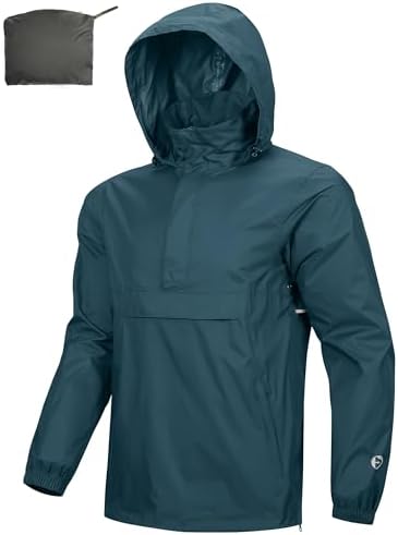 Outdoor Ventures Men's Rain Jacket Waterproof Lightweight Packable Pullover by OutdoorVentures
