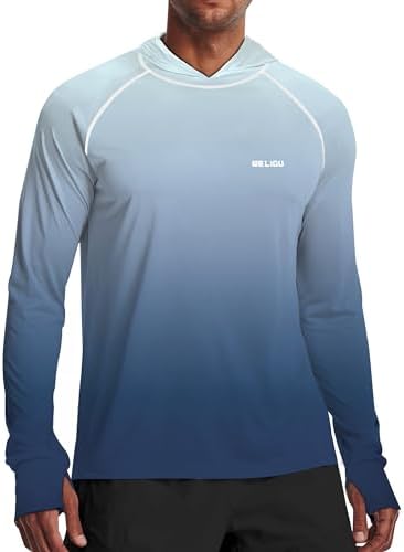 Men's UPF 50+ Sun Protection Hoodie, Long Sleeve Fishing Shirt by WELIGU