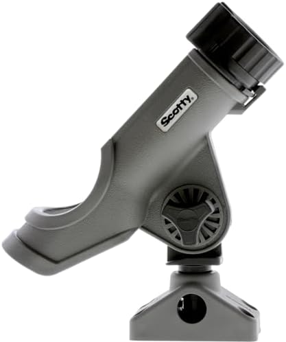 Scotty #230 Powerlock Rod Holder with #241 Side/Deck Mount, Adjustable Boat Fishing Rod Holder, Universal Cradle Design, Side or Deck Mount Installation, Marine-Grade Construction by Scotty