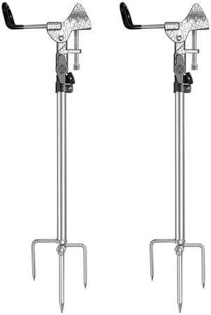 Fishing Rod Holder for Ground 2 Pack,Height Adjustable 22.4-34.3in,360 Degree Adjustable Easy Folder Rod Holder for Ground (Rod Holder -01) by Leeko