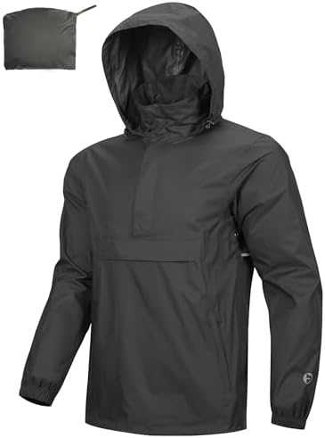 Outdoor Ventures Men's Rain Jacket Waterproof Lightweight Packable Pullover by OutdoorVentures