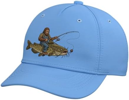 Flathead Catfish Fishing Bigfoot Riding Fisherman Funny Adjustable Baseball Hat by Unknown