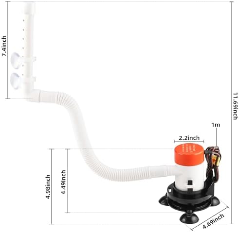 NovelBee Portable Livewell Pump for Boat,12V 350GPH Livewell Aerator Pump - Image 2