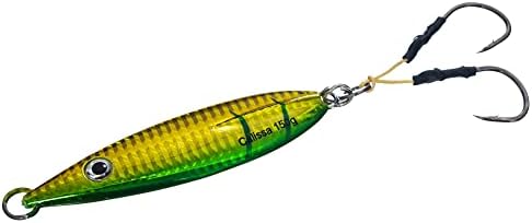 Calissa Offshore Tackle Fast Fall Jig 80g 150g 250g 300LBS Assist Hooks 3/0 Butterfly - Vertical Speed Lure Slow Pitch Flat - Glow Color Painted on Both Sides - Image 3