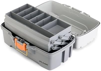 Plano Two-Tray Tackle Box, Light Grey/Dark Grey, Rust-Proof Brass Latch, Top-Access Tray with Deep Storage, Made in the USA, Portable Fishing Gear Storage Organizer - Image 4