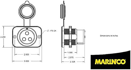 Marinco 12VBRS3 70A 3-Wire Trolling Motor Receptacle - Image 2