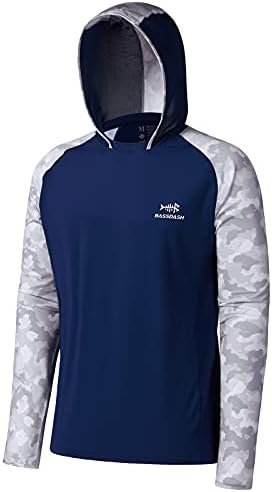 BASSDASH Men’s UPF 50 Performance Fishing Shirt Cooling Hoodie Camo Long Sleeve FS17M by Bassdash