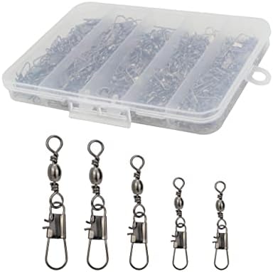 Fishing Swivels Snap Swivels 210pcs Barrel Swivels with Snaps, Fishing Swivels Saltwater Freshwater Snap Connector by Beoccudo