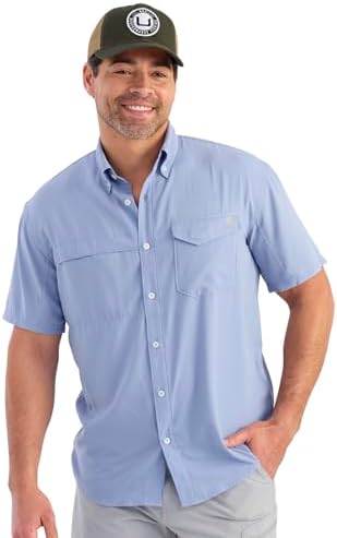 HUK Men's Tide Point Kc Scott Original Artwork Short Sleeve Shirt, Fishing Button Down by HUK