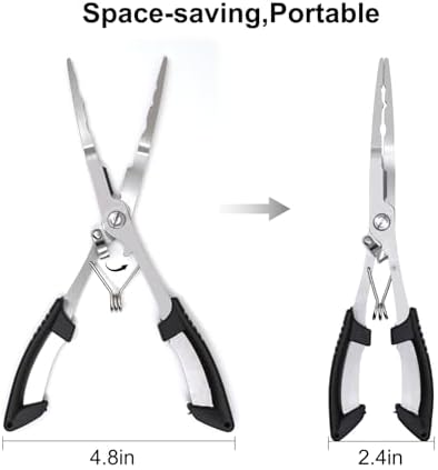 Fishing Pliers Hook Remover Tool, Stainless Steel Fishing Needle Nose Pliers Saltwater Freshwater, Fish Dehooker Plyers with Lanyard, Fish Multitool Gear with Braided Line Cutter - Image 5