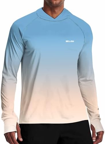 Men's UPF 50+ Sun Protection Hoodie, Long Sleeve Fishing Shirt by WELIGU