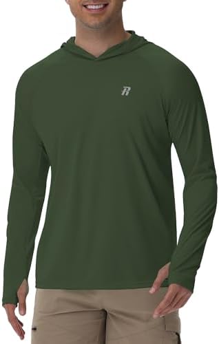 Runhit UPF 50+ Fishing Shirts for Men Long Sleeve Sun Protection Hoodie Lightweight Outdoor Workout Hiking Running Rash Guard by Runhit