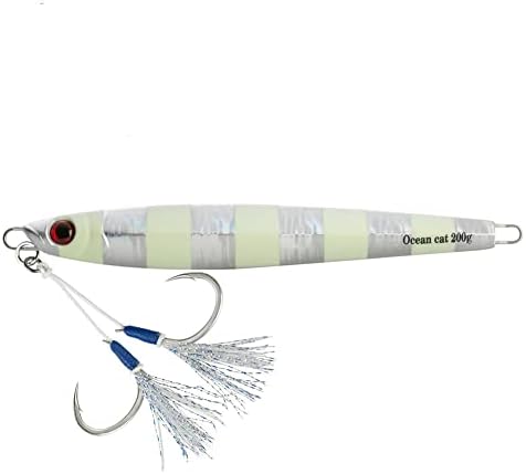 OCEAN CAT 1 PC Slow Fall Pitch Fishing Lures Sinking Lead Metal Flat Jigs Jigging Baits with Hook for Saltwater Fishing 4 Colors 160G/200G - Image 4