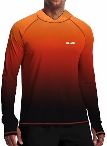 Men's UPF 50+ Sun Protection Hoodie, Long Sleeve Fishing Shirt by WELIGU