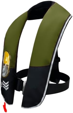 Manual Inflatable Life Jacket,Preserver PFD for Adults,Life Vest for Adults,Supports Weight up to 330 pounds by NAUTISHIELD