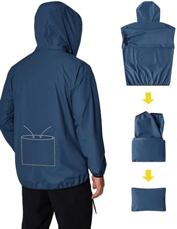 COOFANDY Men's Light Rain Jacket Packable Waterproof Raincoat Windbreaker - Image 5