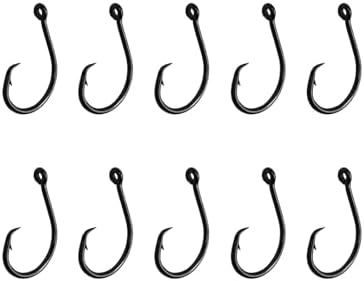 10PCS High-Carbon Steel Circle Hooks Barbed Fishing Hooks with Holes, Freshwater and Saltwater Fishing Hooks for Tuna, Catfish, Bass by HSYMQ