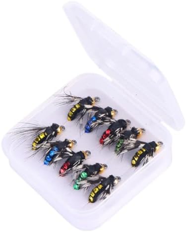 10pcs Fly Fishing Flies Trout Lures Hand Tied Nymphs Wet Dry Assortment Metal Hooks Freshwater Saltwater Bass Pike Salmon Tackle Box Included by Unknown