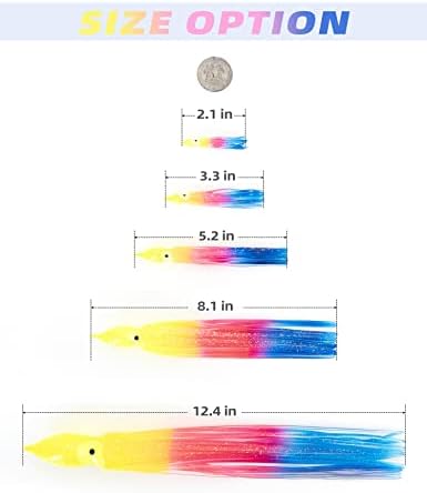 BLUEWING Trolling Squid Skirts Fishing Saltwater 2,3,5,8,12 Inch Octopus Lures 1pcs/5pcs - Image 5