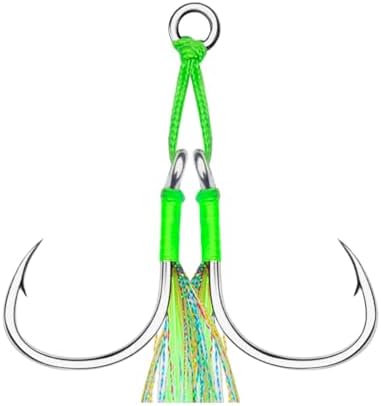 Double Fishing Assist Jig Hooks 6Pcs Saltwater Dancing Stinger Jigging Hooks Double Assist Replacement Fishing Hooks for Slow Pitch Jigs Vertical Jigging Lures by Unknown